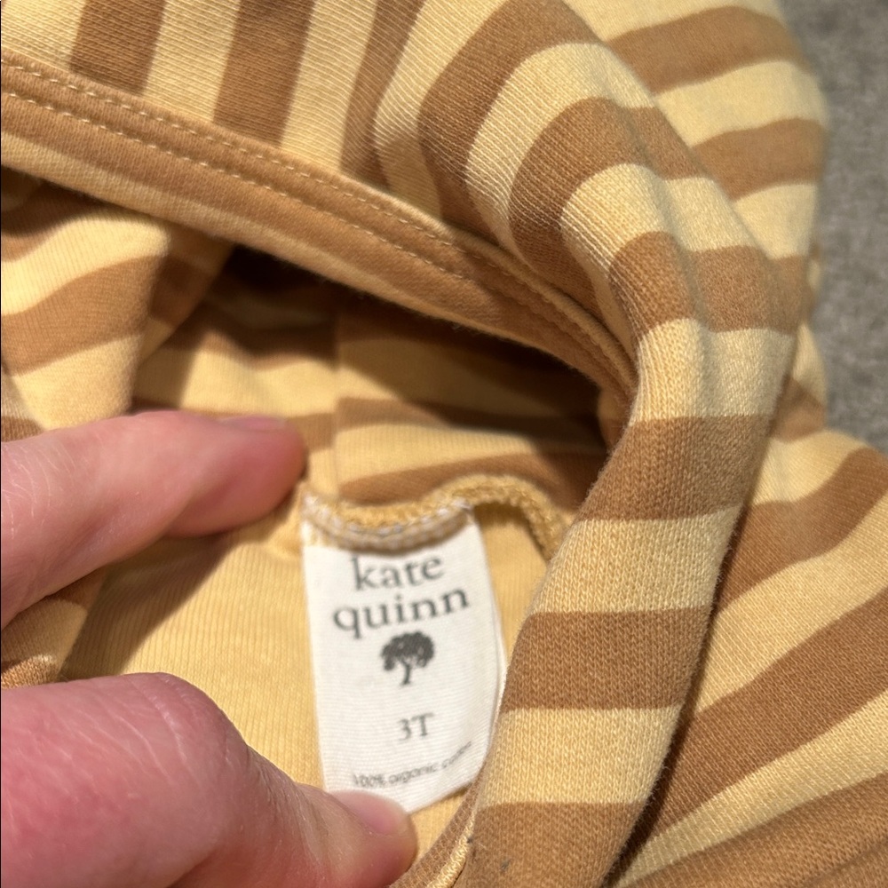 Kate Quinn Tan and Cream Striped Hoodie - Picture 2 of 4